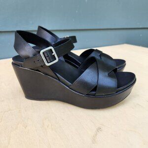 Kork-Ease Black Wedge Sandals